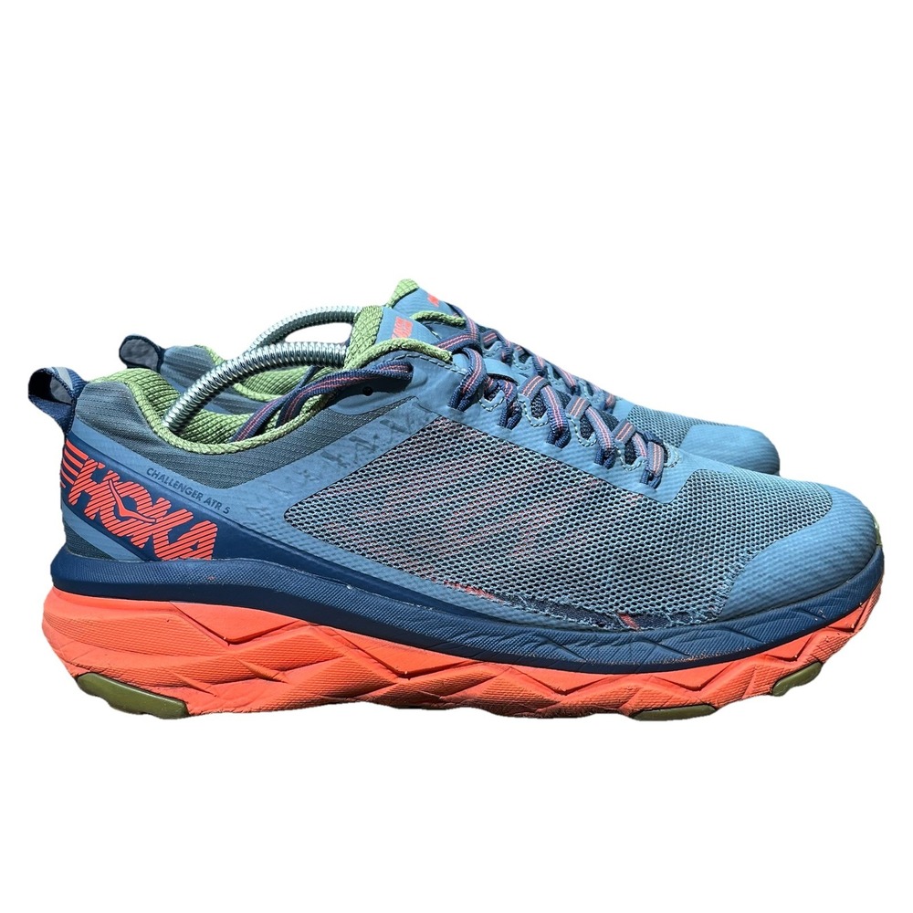 HOKA ONE ONE Challenger ART 5 Men Trail Running Laceup Sneakers Gray Red Sz 12.5